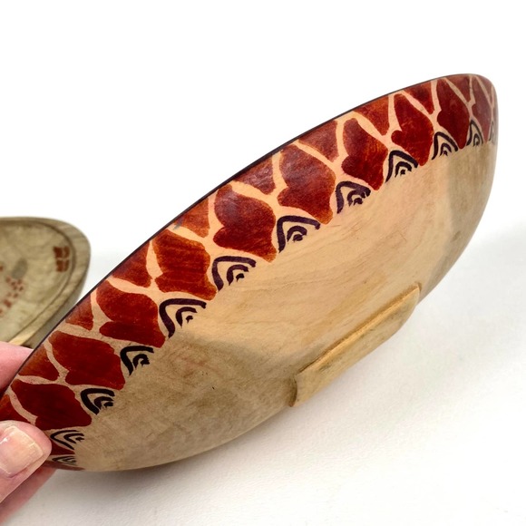African Handcarved/Handpainted Wooden Oval Bowls (Set of 2) Giraffe/Ethnic - Picture 6 of 9